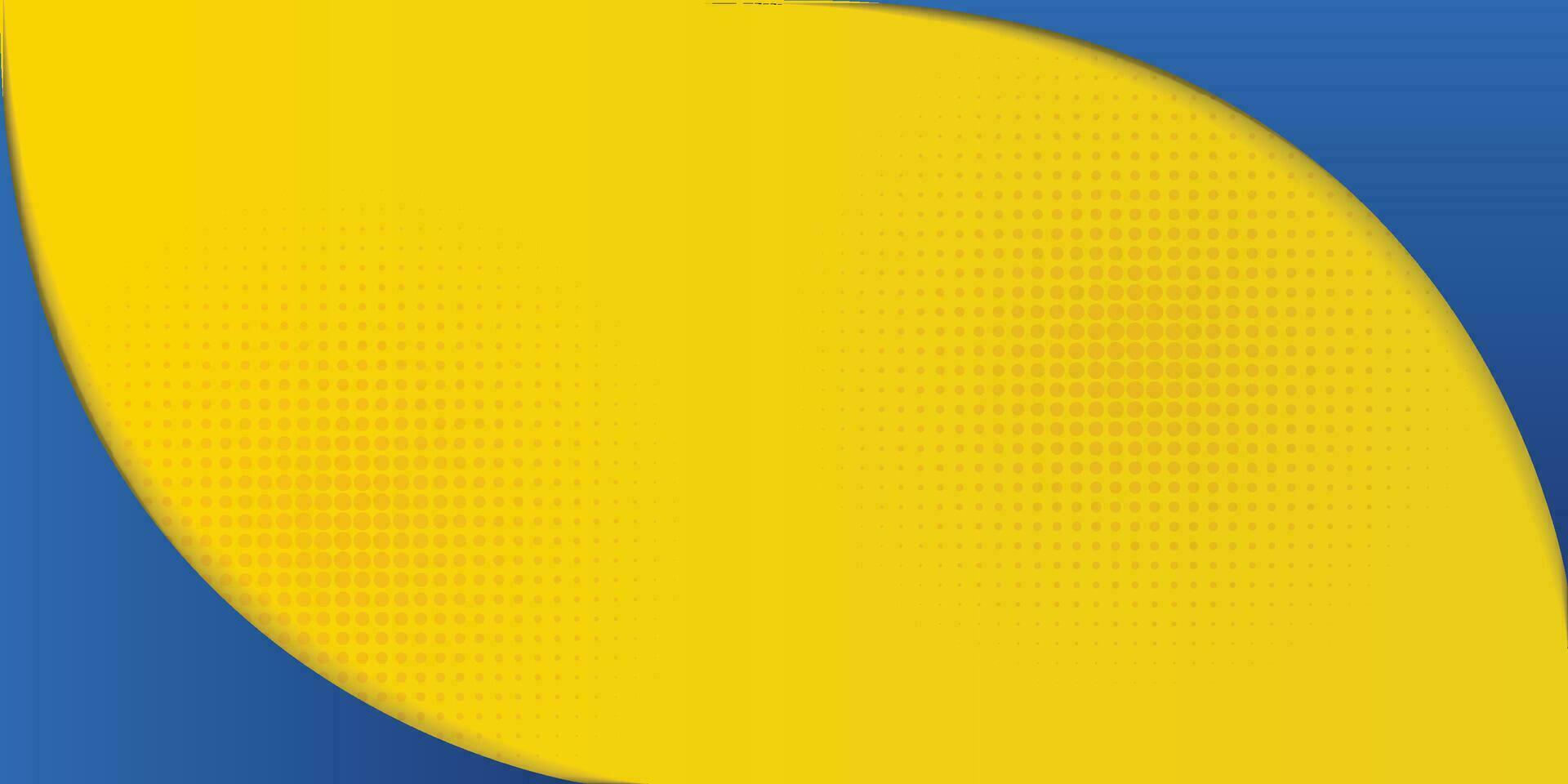 Abstract yellow and blue geometric curve overlap layer background with halftone dots decoration. Modern horizontal banner template design. Suit for cover, header, poster, banner, website, business vector