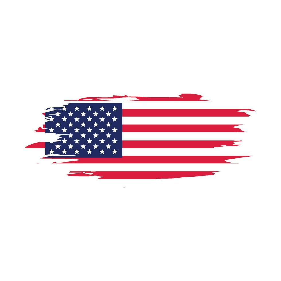 Flag of USA in brush stroke background. vector