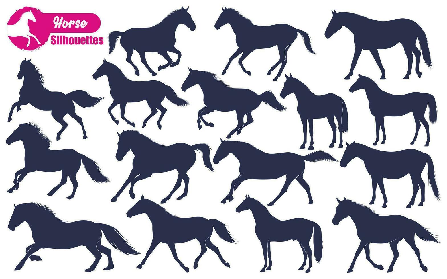 Animal Horse Running Silhouettes vector