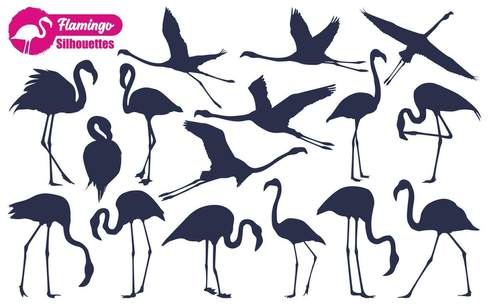 Flamingo Bird Silhouettes vector art