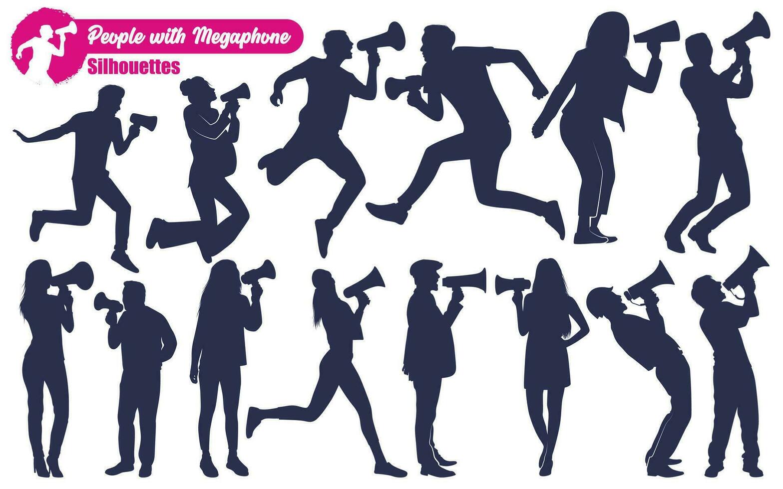 Promotion with Megaphone Silhouettes Vector