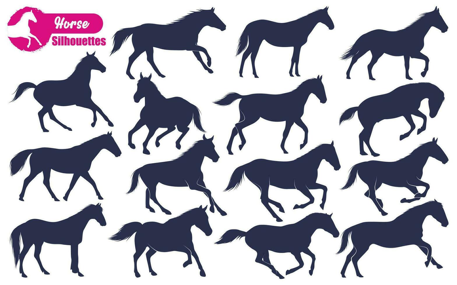 Animal Horse Running Silhouettes vector