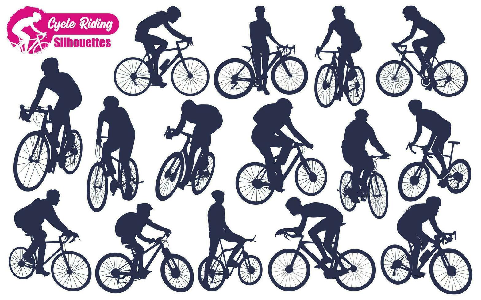 Cycle Riding Silhouettes vector illustration