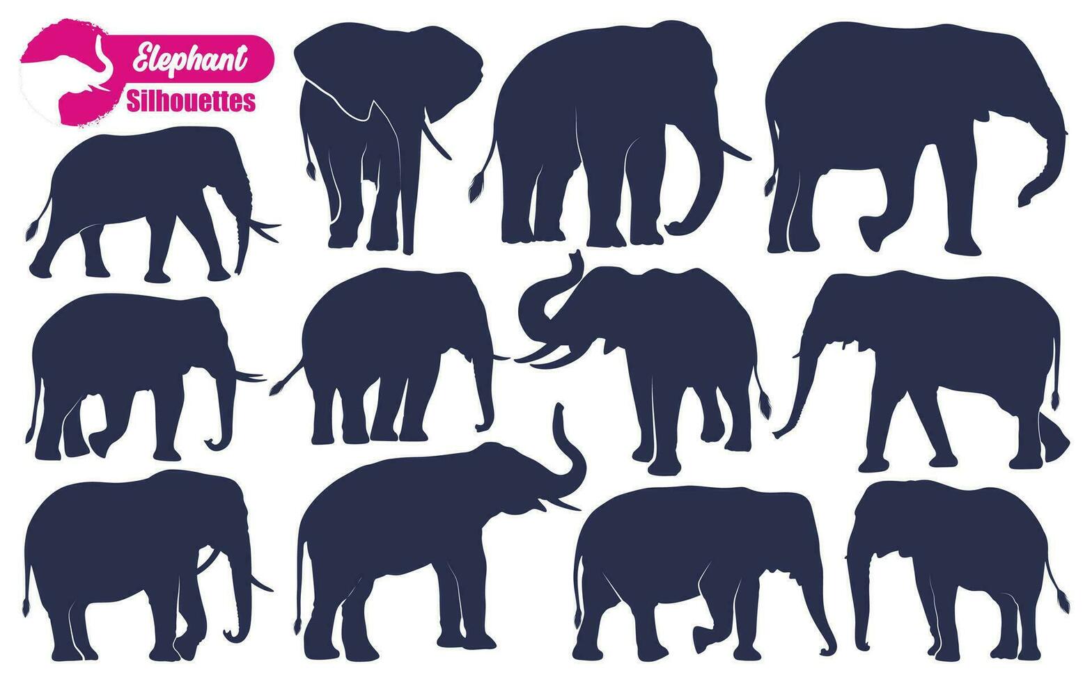 animal elefante siluetas vector ilustración