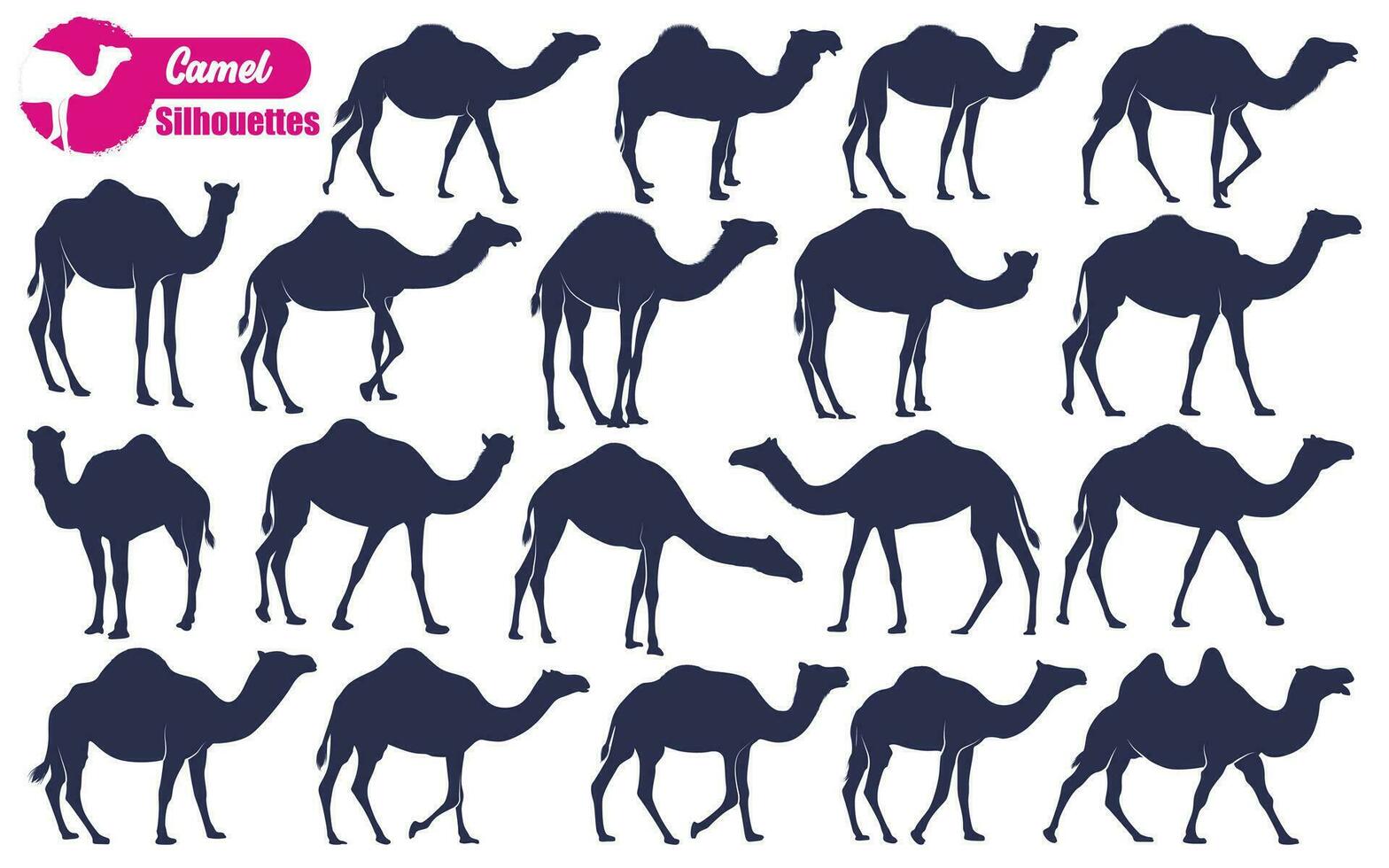 Black Walking Camel Silhouettes vector