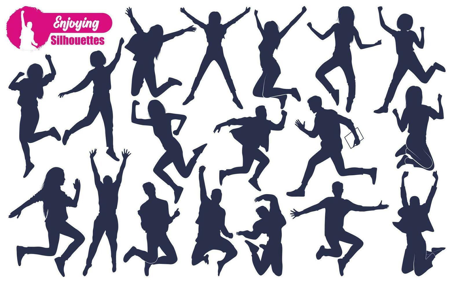 Enjoying or Jumping Silhouettes vector art