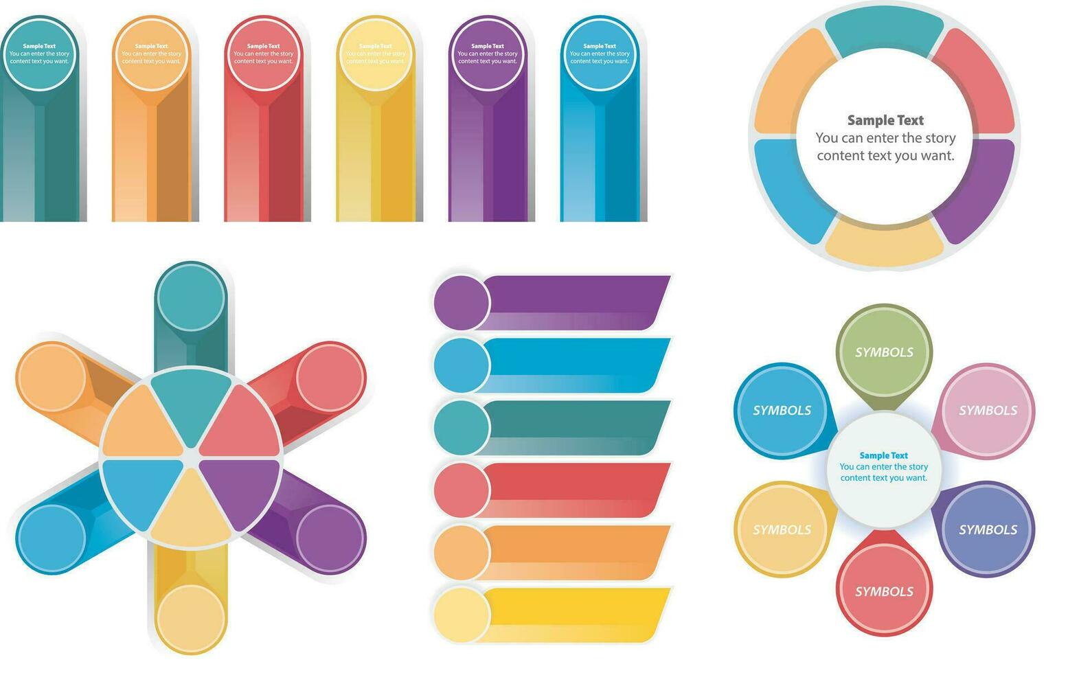 Multi colored pie chart by bar graphs. vector