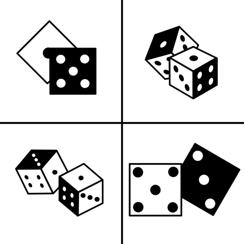 Vector black and white illustration of dice icon for business. Stock vector design.