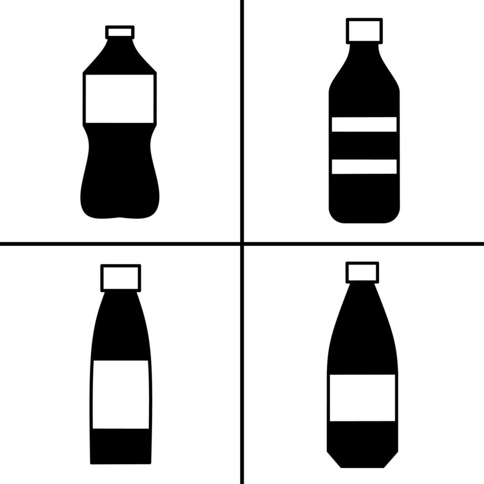 Vector black and white illustration of bottle icon for business. Stock vector design.