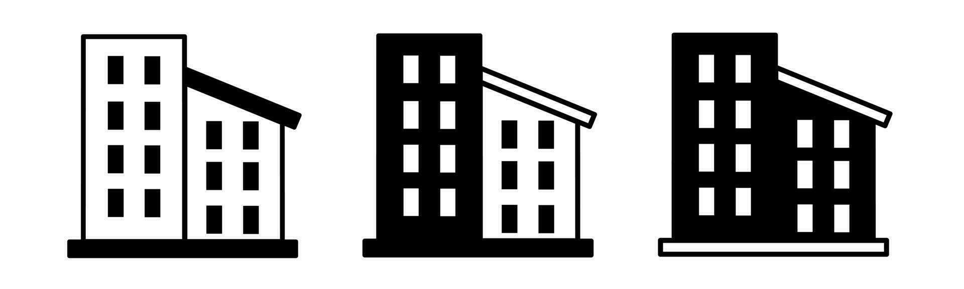Building illustration. Building icon vector set. Design for business. Stock vector.