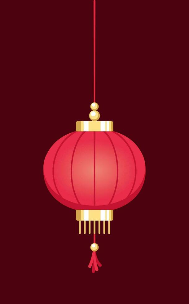 Red Hanging Chinese Lantern, Lunar New Year and Mid-Autumn Festival Decoration Graphic. Decorations for the Chinese New Year. Chinese lantern festival. vector