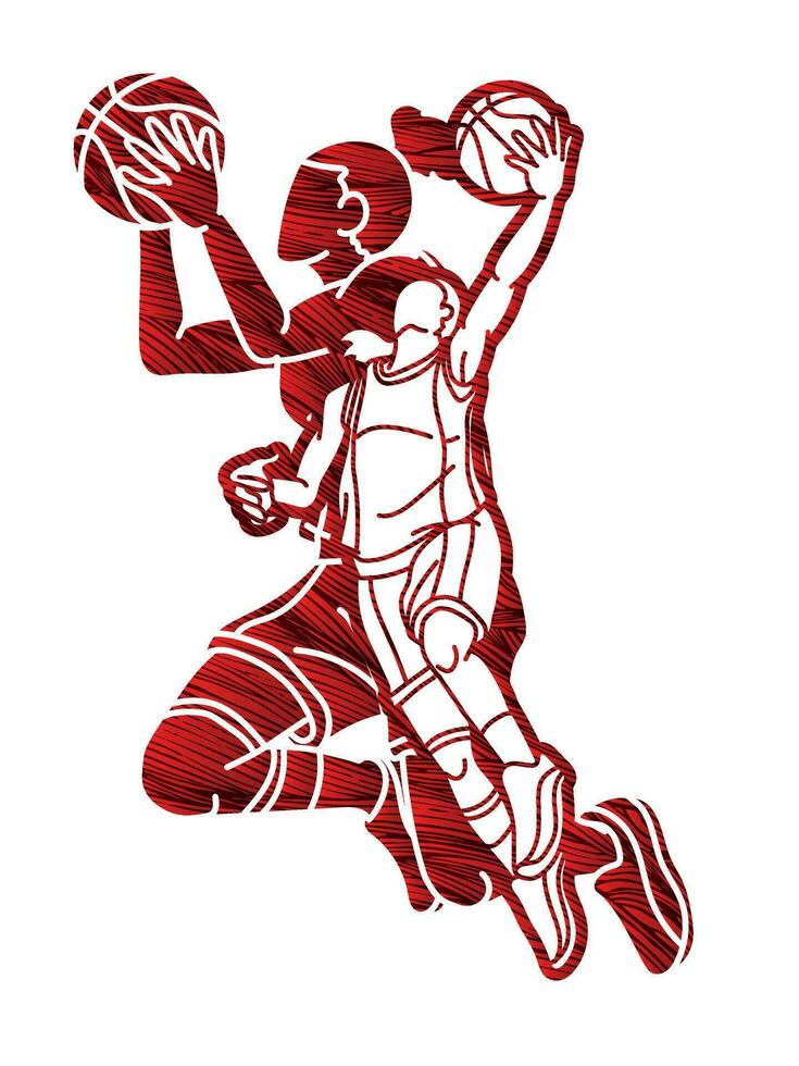 Group of Basketball Players Action Women Mix Action vector