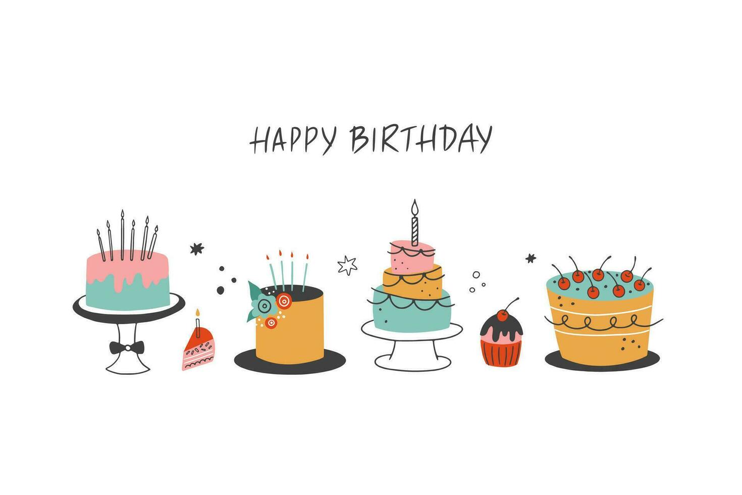 Happy Birthday, greeting card. vector