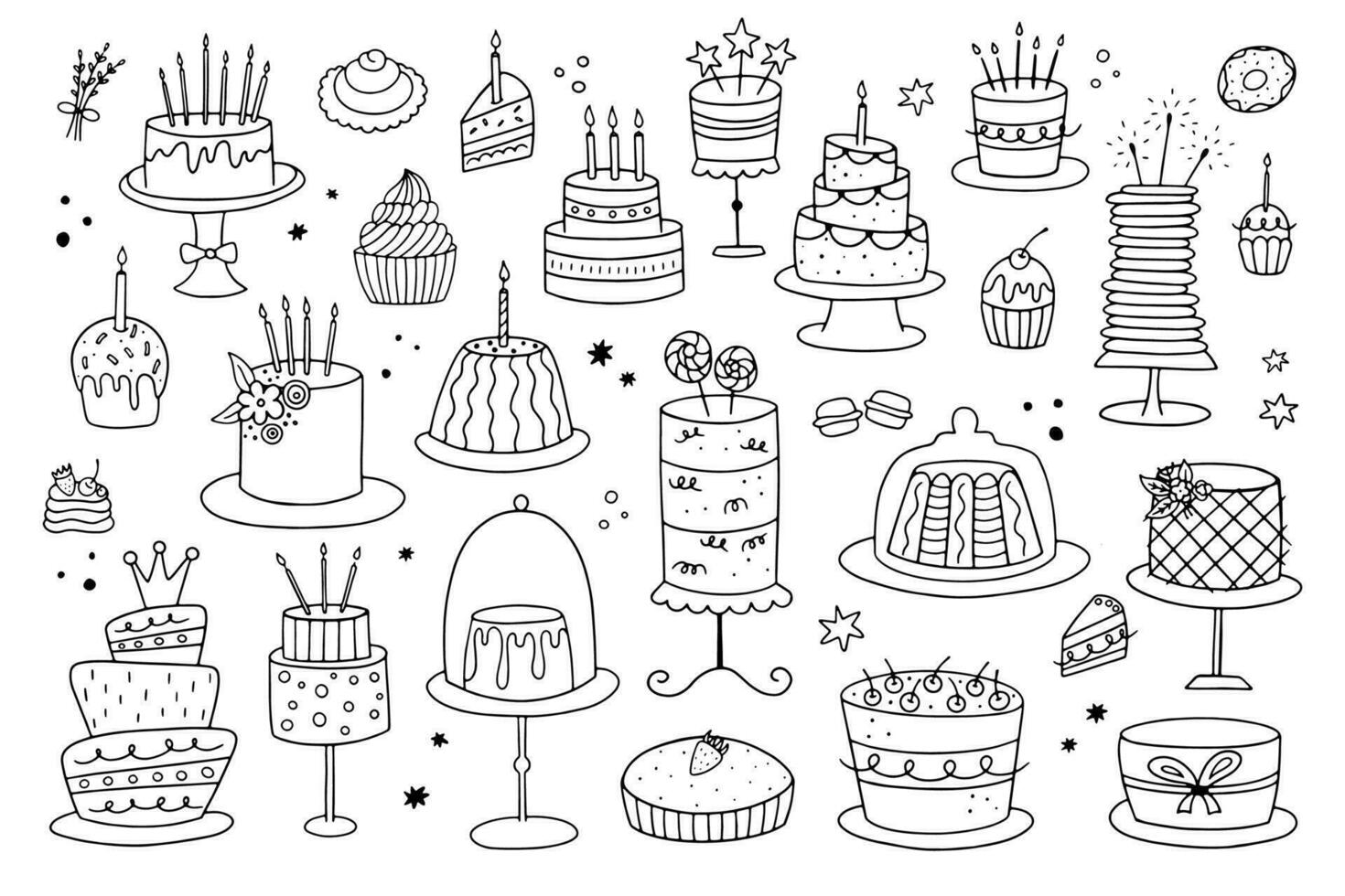 vector ilustración con garabatear pasteles internacional pastel día.