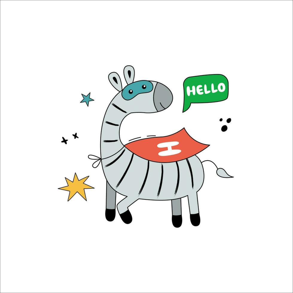 Zebra in funny comic costumes. vector
