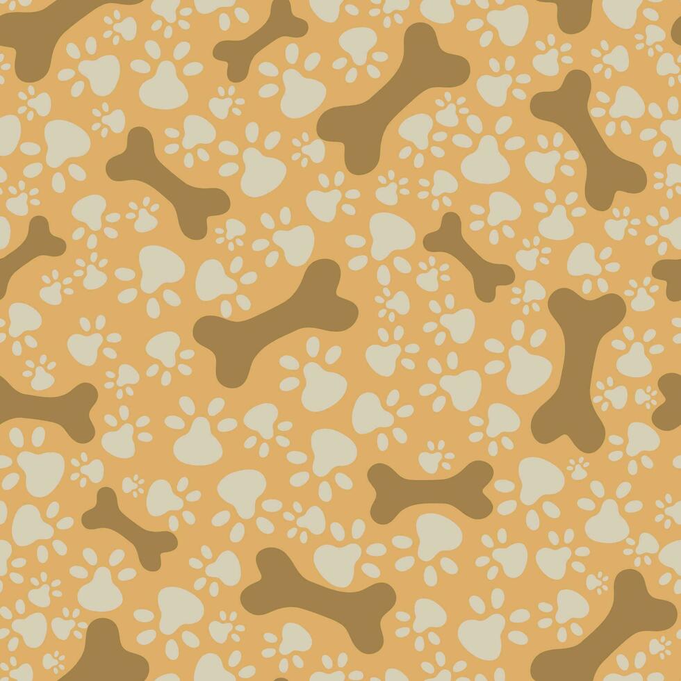 Dog paws and bones vector print