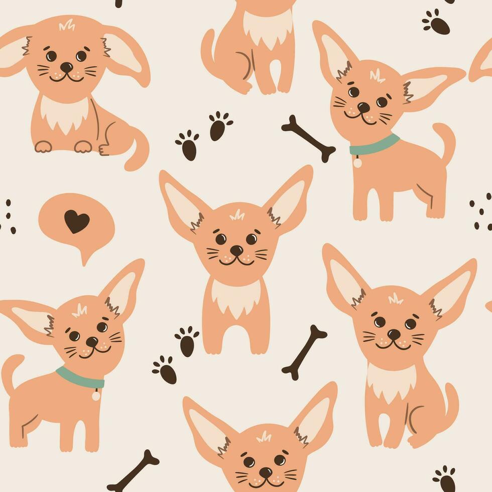 Chihuahua cute dogs  in different poses. vector