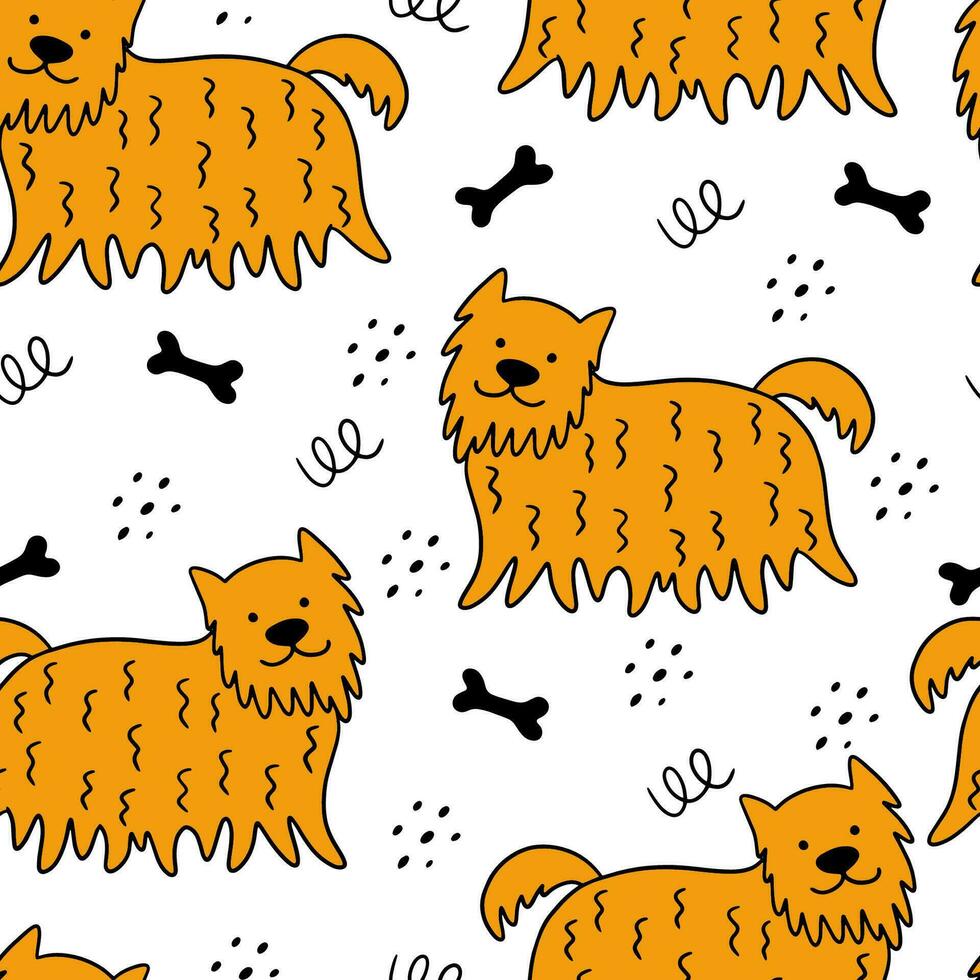 Seamless pattern with hand-drawn dogs vector