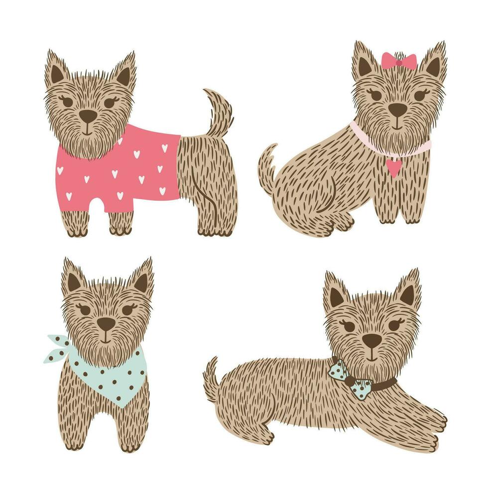 Yorkshire terrier cute characters. vector