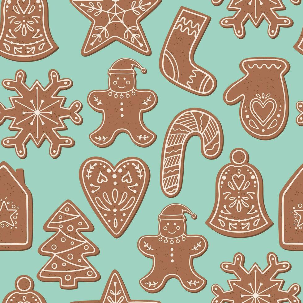 Christmas gingerbread cookies seamless pattern. vector