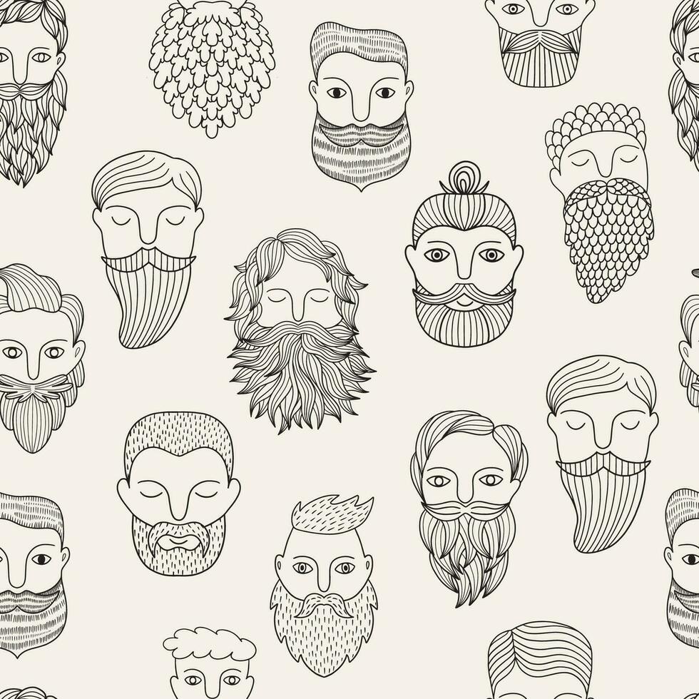 Seamless pattern with different barbershop tools and man hairstyle. vector