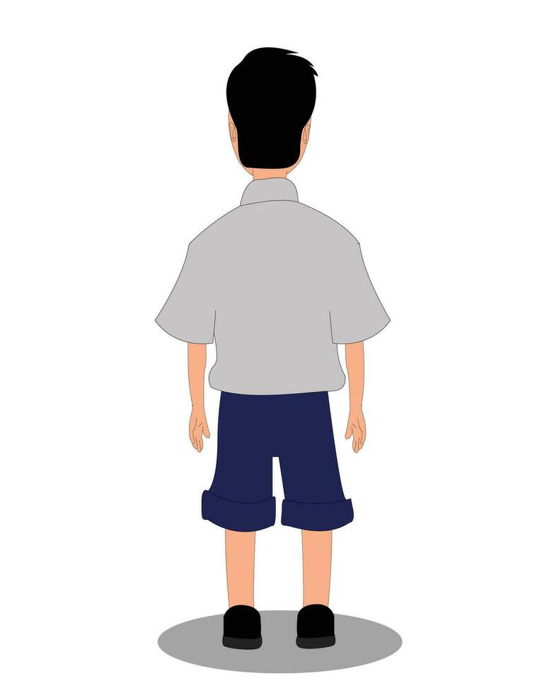 School boy back view character design for cartoon animation vector