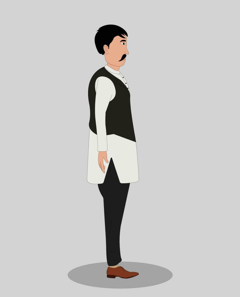 Indian politician side view cartoon character design for animation vector