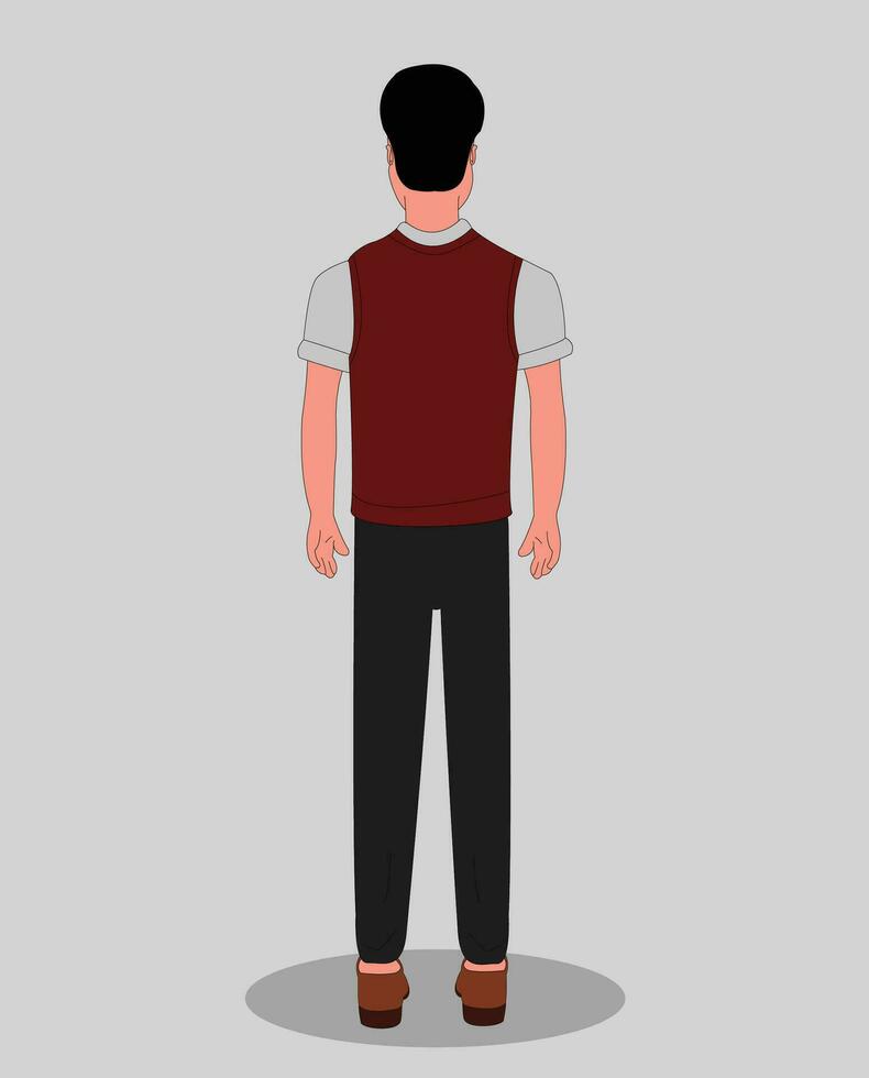 Teacher back view cartoon character design for animation vector