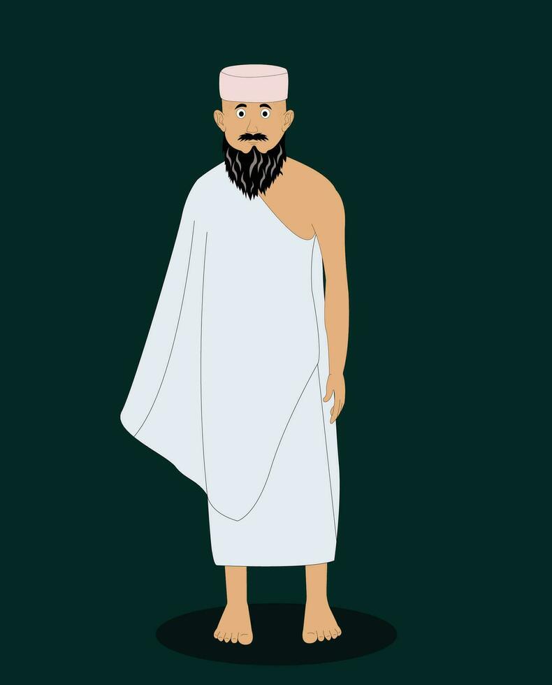 Muslim man front view character design for cartoon animation vector
