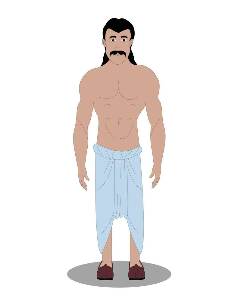 Indian village men front view character design for cartoon animation vector