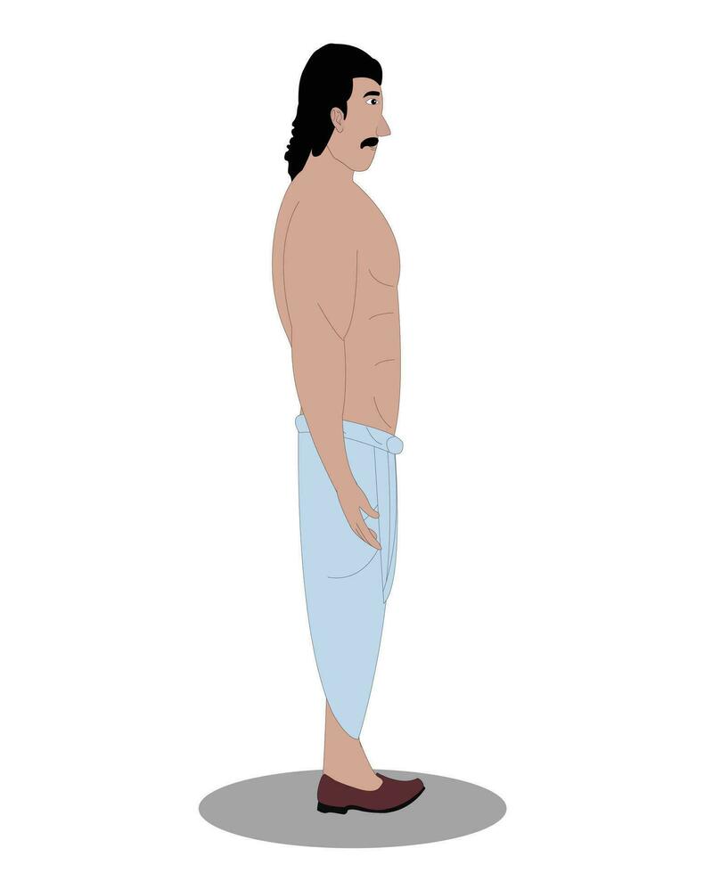 Indian village men side view character design for cartoon animation vector