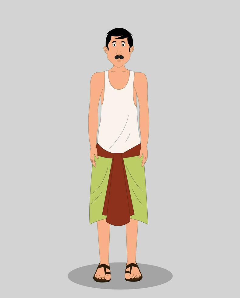 indio pueblo hombre frente ver personaje diseño para dibujos animados animación vector