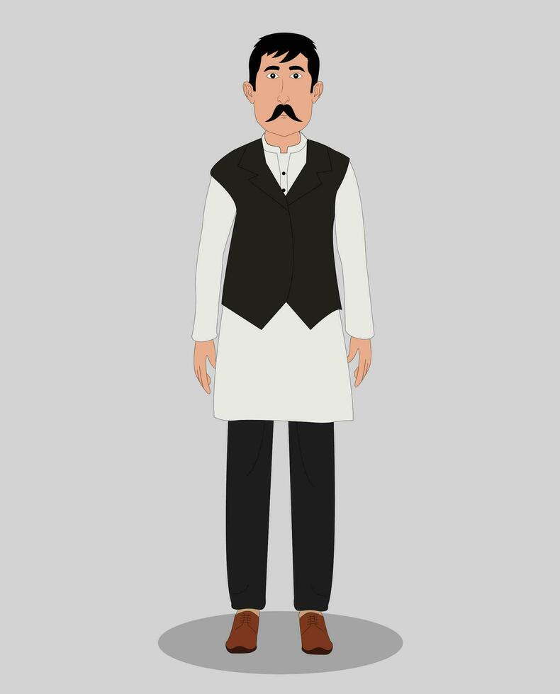 Indian politician front view cartoon character design for animation vector