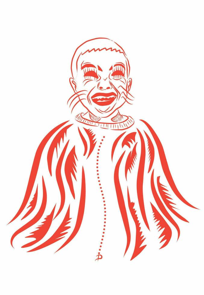 Bald haircut sketch simple vector