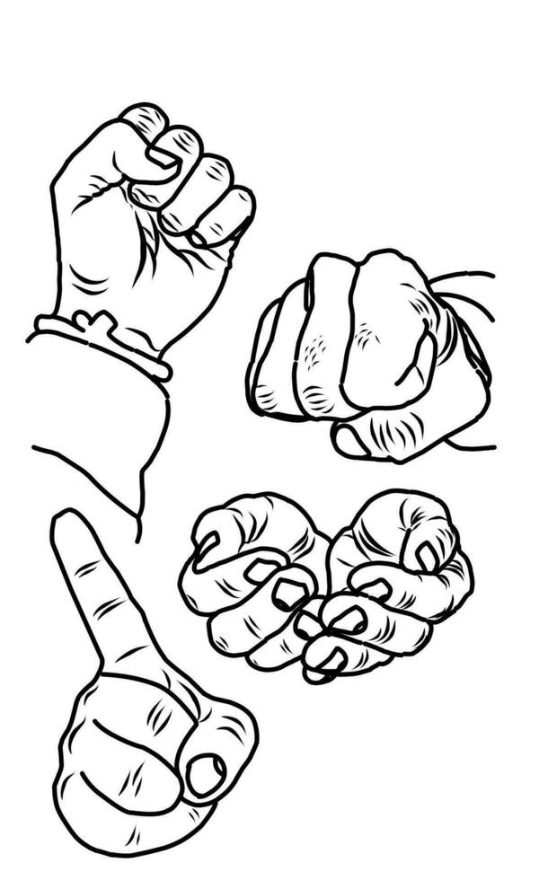 Hand sign sketch icon set vector