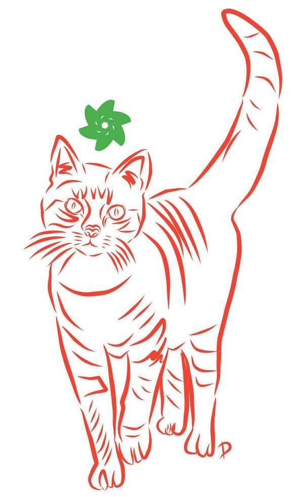 Cat pet simple sketch ilustration vector