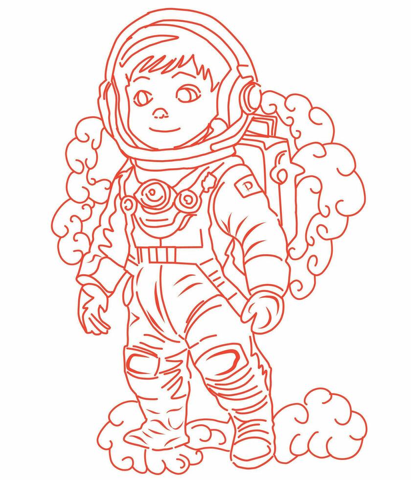 Astronaut sketch with dust stand vector