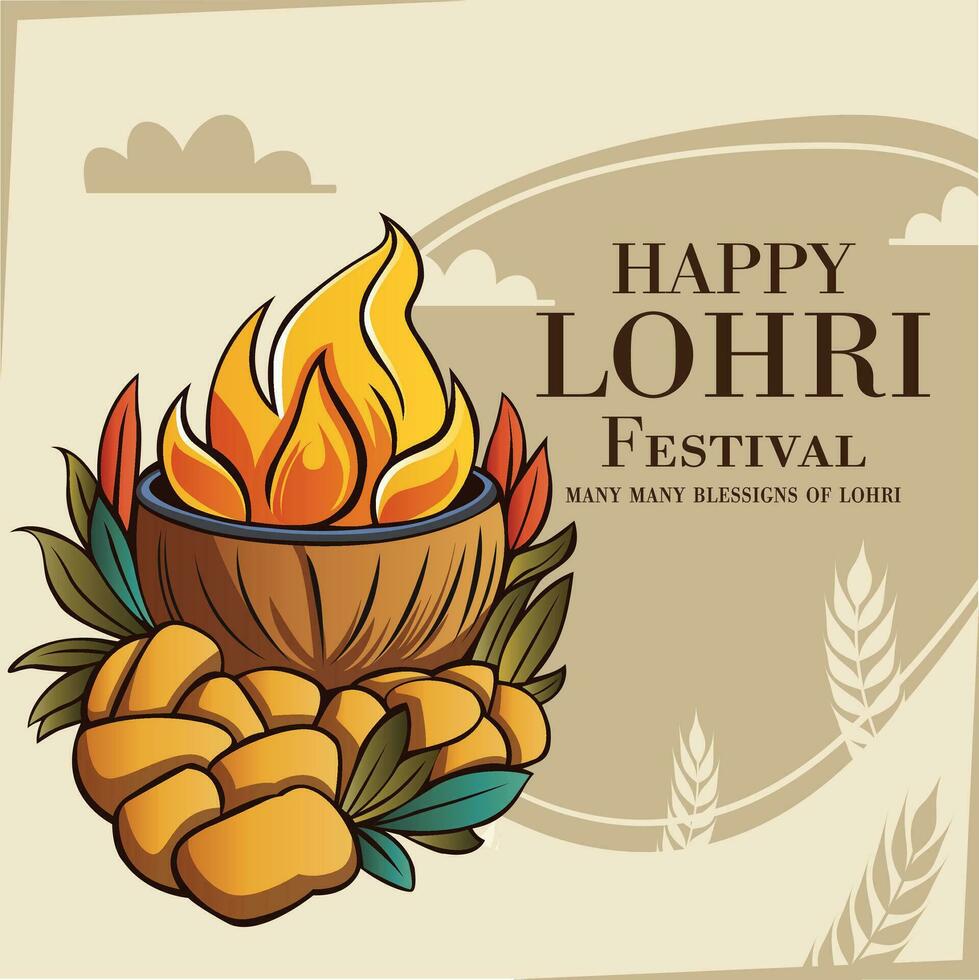 lohri festival post illustration vector