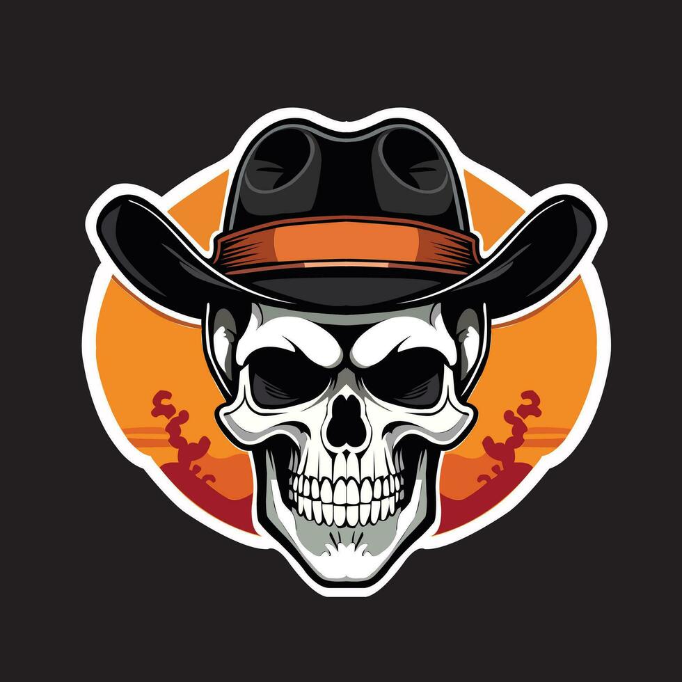 cow boy skull mascot logo vector