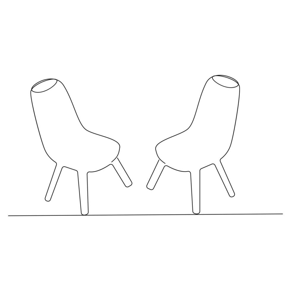 Single and double sofa continuous one line outline vector drawing and sofa with lamp or plant design art illustration