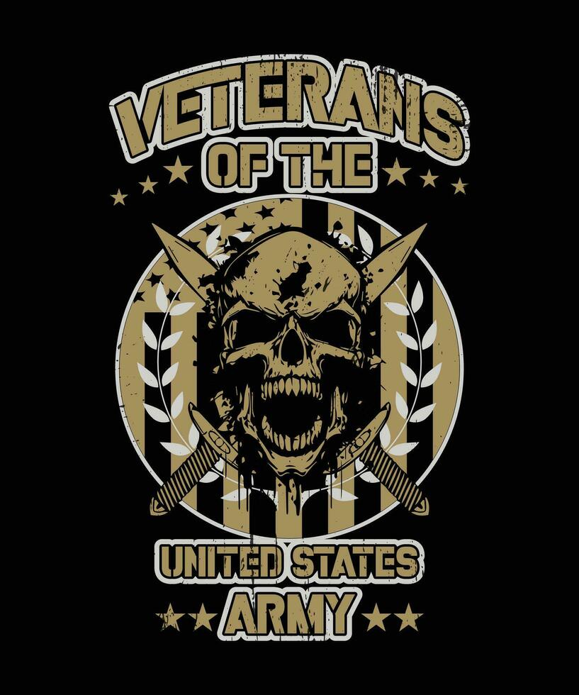Skull veteran t-shirt design. vector