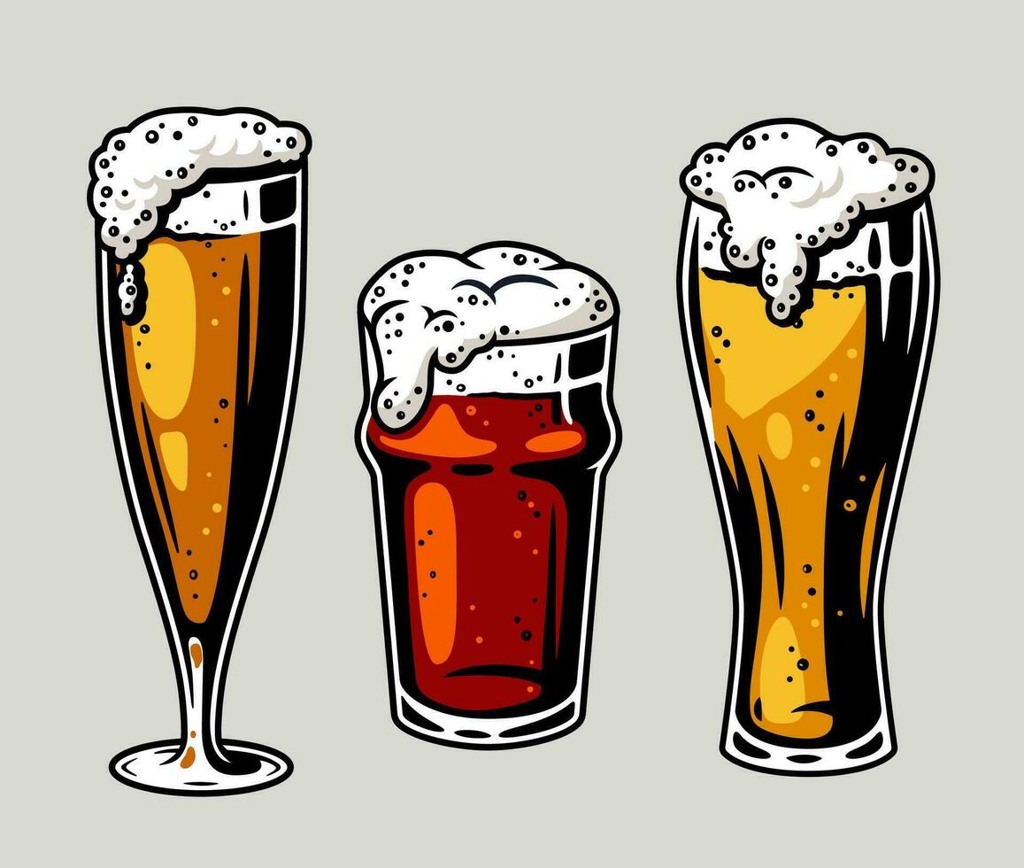 Colored beer mug with foam bar menu vector