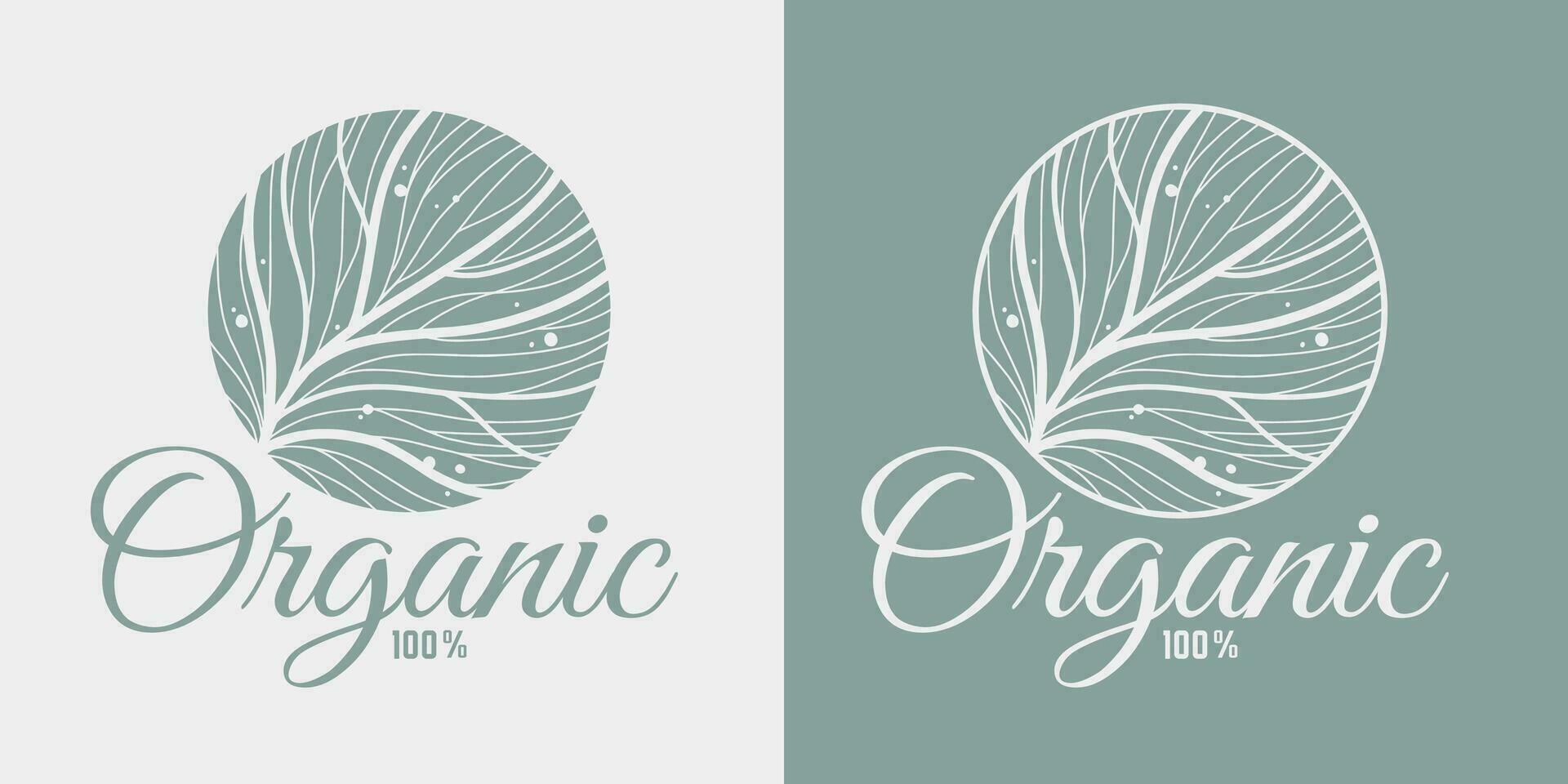 Organic healthy food label, natural vegan and vegetarian ecologic product emblem vector