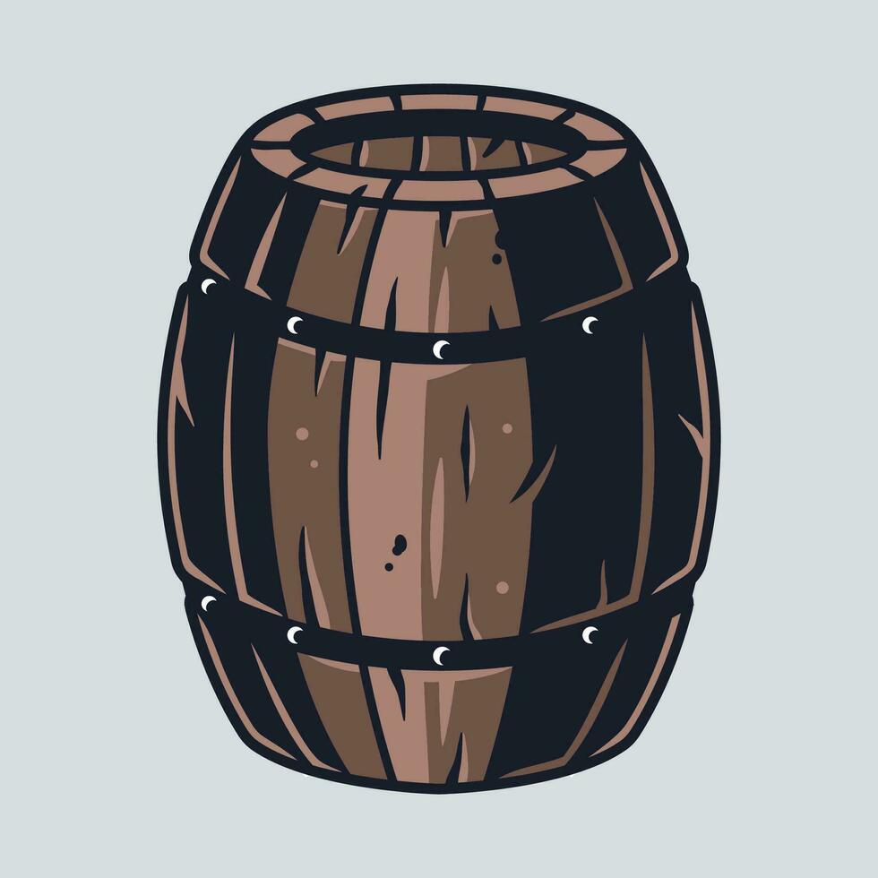 Wooden barrel with craft beer bar menu vector