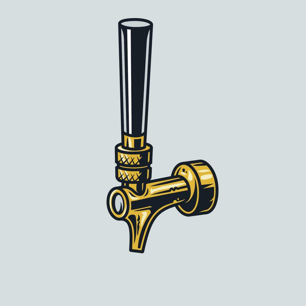 Sihluette of cold beer tap for pub menu or logo vector