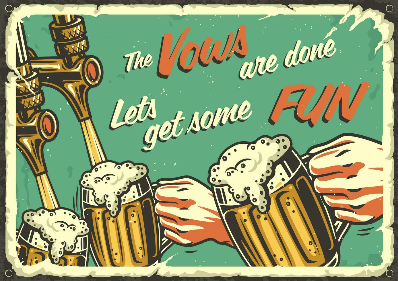 Retro poster with beer mug with foam vector