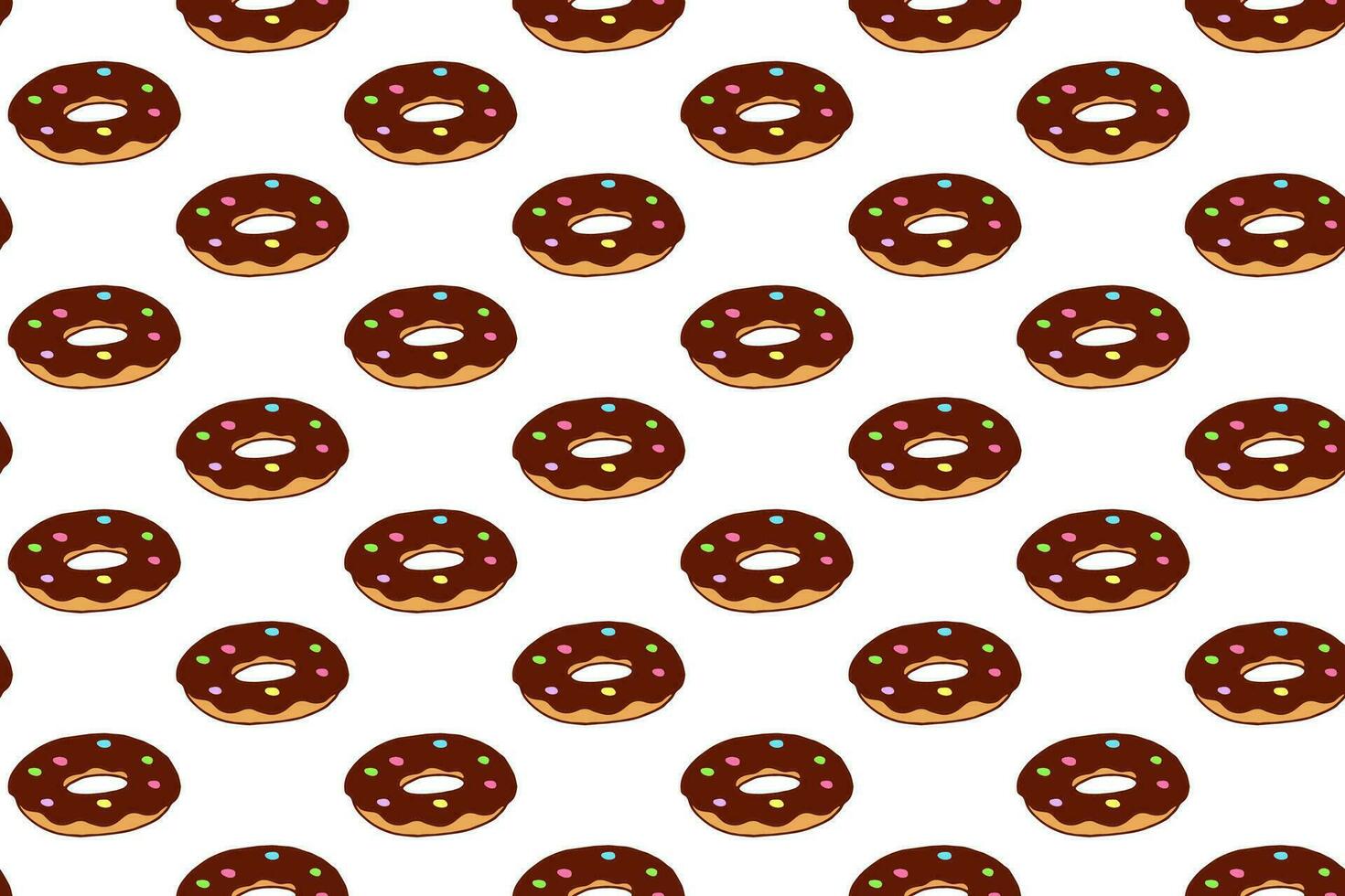 Donut Seamless Pattern. Sweet Chocolate Doughnut Background. Cute Colorful Vector Doodle Wallpaper, Swatch for Wrapping Paper or Fabric