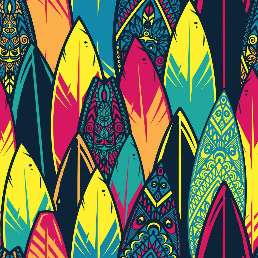 Seamless pattern for surfing. Surfboard or board vector