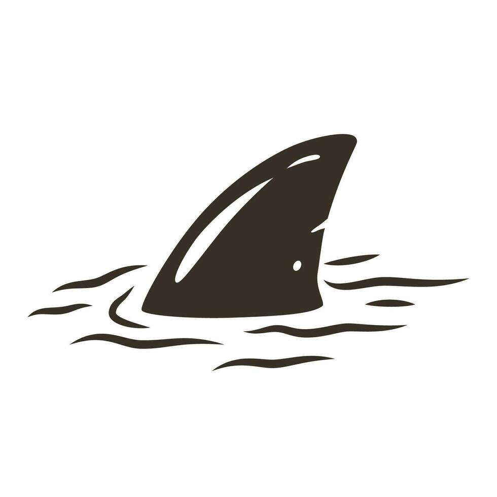 Surfing summer print of shark fin on waves vector