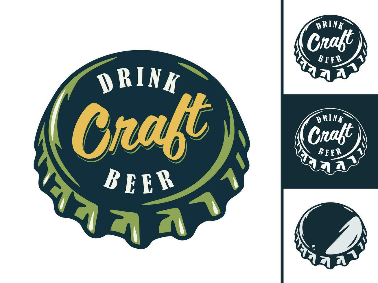 conjunto de emblema o logo con arte cerveza metal corcho vector